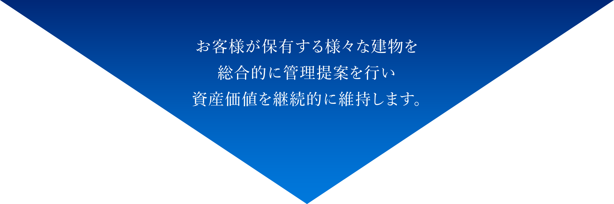 お客様が保有するビル、オフィス、劇場、病院などの建物管理をトータルに行い、資産価値を向上させます。